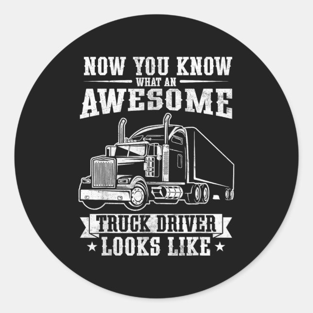 Sticker Rond Truck Driver Art For Men Women Truck Driver Trucki (Devant)