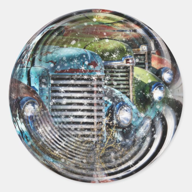 Sticker Rond Truck Snowglobe (Devant)