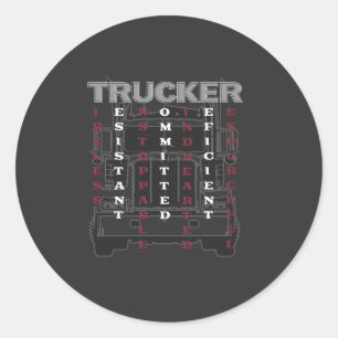 Sticker Rond Trucker Acrostique résistant infatigable
