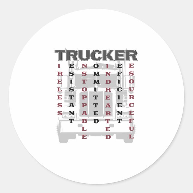 Sticker Rond Trucker Acrostique résistant infatigable (Devant)