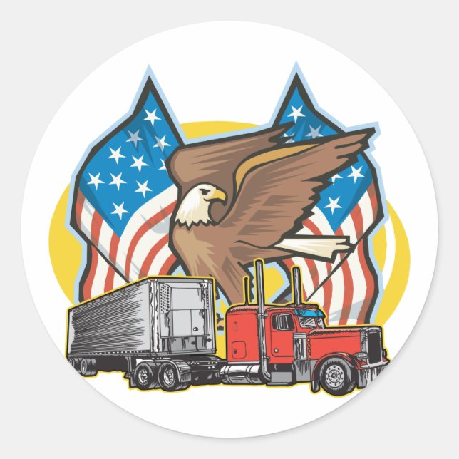 Sticker Rond Trucker américain (Devant)