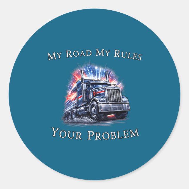 Sticker Rond Trucker American Flag Truck Driver  (Devant)