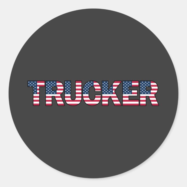 Sticker Rond Trucker Lettres Drapeau américain Patriotic Road P (Devant)