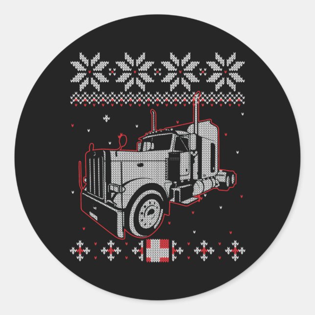 Sticker Rond Trucker Vilain Chauffeur de Noël Chauffeur de cami (Devant)