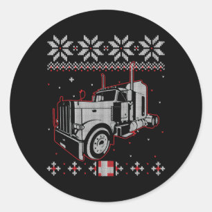 Sticker Rond Trucker Vilain Chauffeur de Noël Chauffeur de cami