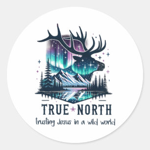 Sticker Rond True North Vbs Faire Confiance à Jésus Dans Un Mon