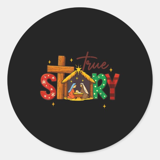 Sticker Rond True Story Christian Christmas Family Pajamas Pjs  (Devant)