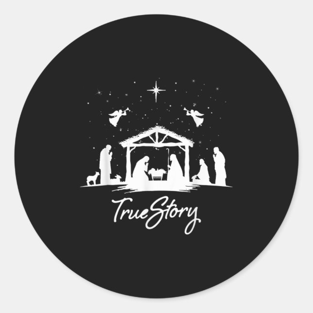 Sticker Rond True Story Christmas Nativity Jesus Christian Men  (Devant)