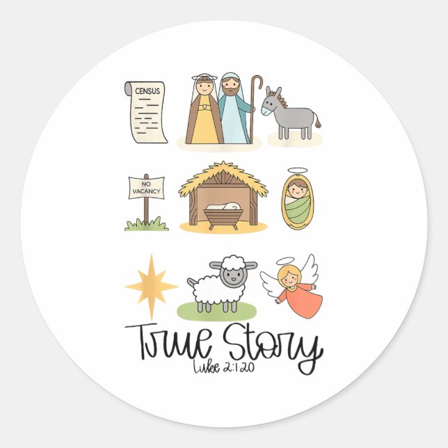 Sticker Rond True Story Jesus Nativity Christian Christmas  (Devant)
