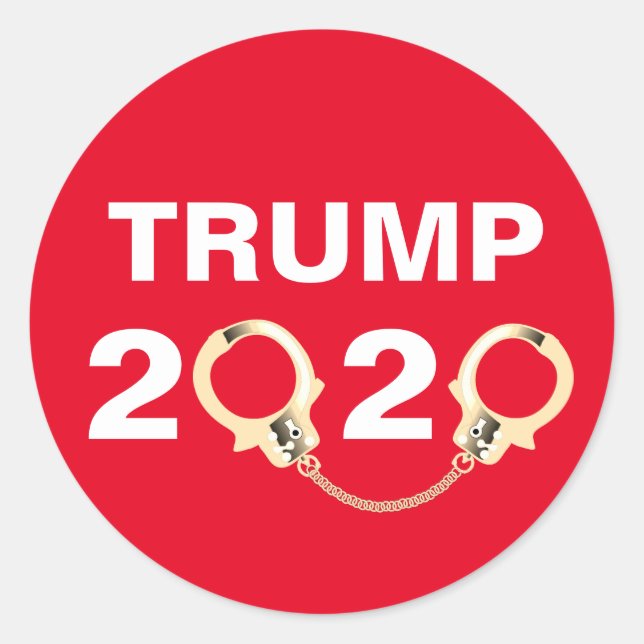Sticker Rond Trump 2020 avec menottes (Devant)