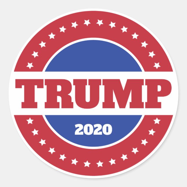 Sticker Rond Trump 2020 Rouge Blanc & Bleu (Devant)