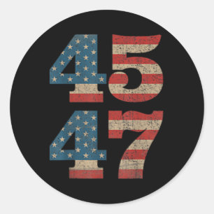 Sticker Rond Trump 2024 45 47 Vintage American Flag Retro 4547