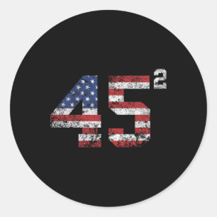 Sticker Rond Trump 2024 45 Carrés Deuxième Mandat États-Unis Vi
