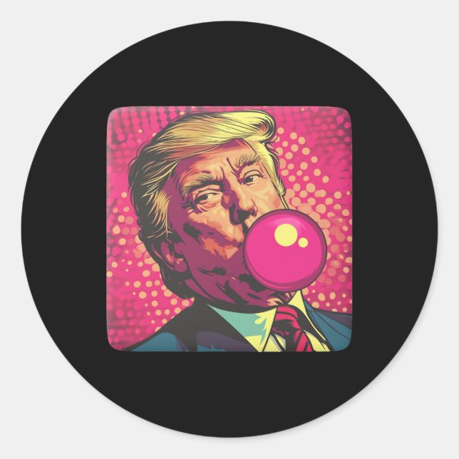 Sticker Rond Trump 2024 Bubble Gum Pop (Devant)