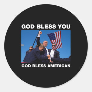 Sticker Rond Trump 2024 Dieu vous bénisse - Dieu bénisse l'Amér