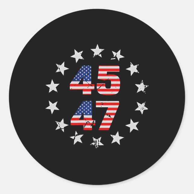Sticker Rond Trump 2024 - Drapeau américain (sur B) (Devant)