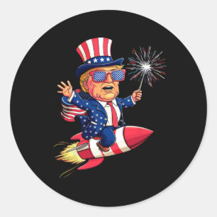 Sticker Rond Trump 2024 Joyeux 4 juillet Trump drapeau américai