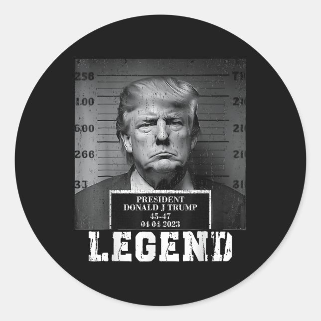Sticker Rond Trump 2024 Mugshot Président Légende (Devant)