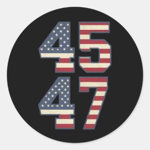 Sticker Rond Trump 2024 Président 45 47 Amérique États-Unis Vin