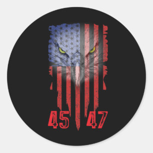 Sticker Rond Trump 2024 Président 45 Et 47 États-Unis Drapeau T