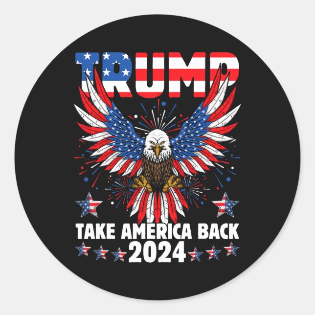 Sticker Rond Trump 2024 Reprendre l'Amérique Drapeau américain  (Devant)