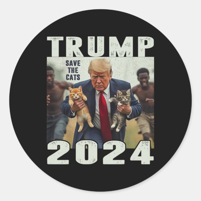 Sticker Rond Trump 2024 Sauver Les Chats Dit Débat (Devant)