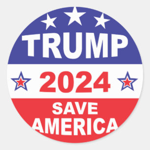 STICKER ROND TRUMP 2024 SAVE AMERICA