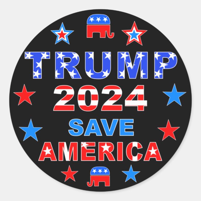 STICKER ROND TRUMP 2024 SAVE AMERICA (Devant)