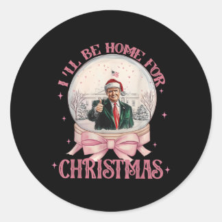 Sticker Rond Trump 2024 sera à la maison Noël Père Noël Noël No