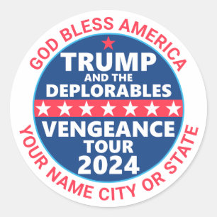 Sticker Rond Trump 2024 Vengeance Tour Déplorable Politique