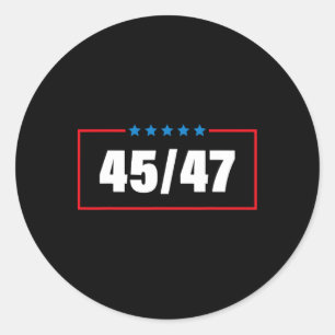 Sticker Rond Trump 2024 Vintage 45 47 Chemise Drapeau Américain