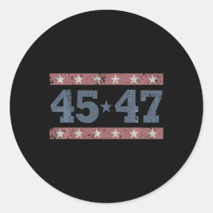 Sticker Rond Trump 2024 Vintage 45 47 Chemise Drapeau Américain