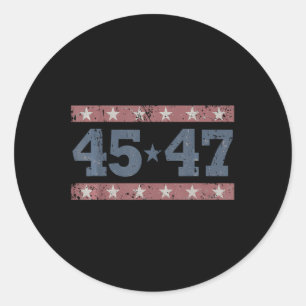 Sticker Rond Trump 2024 Vintage 45 47 Chemise Drapeau Américain