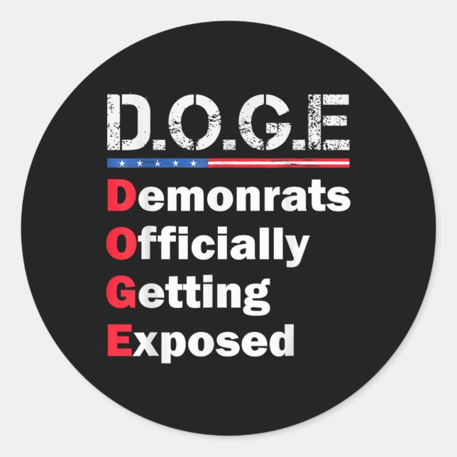 Sticker Rond Trump 2025 : Démocrate officiellement exposé (Devant)