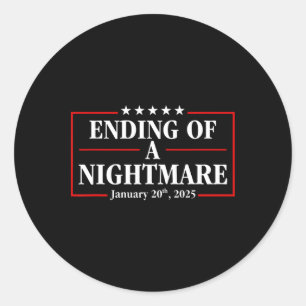 Sticker Rond Trump 2025 - Fin D'Une Nuit Effrayante Le 20 Janvi