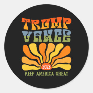 Sticker Rond Trump 2028 Le président réélit le drapeau américai