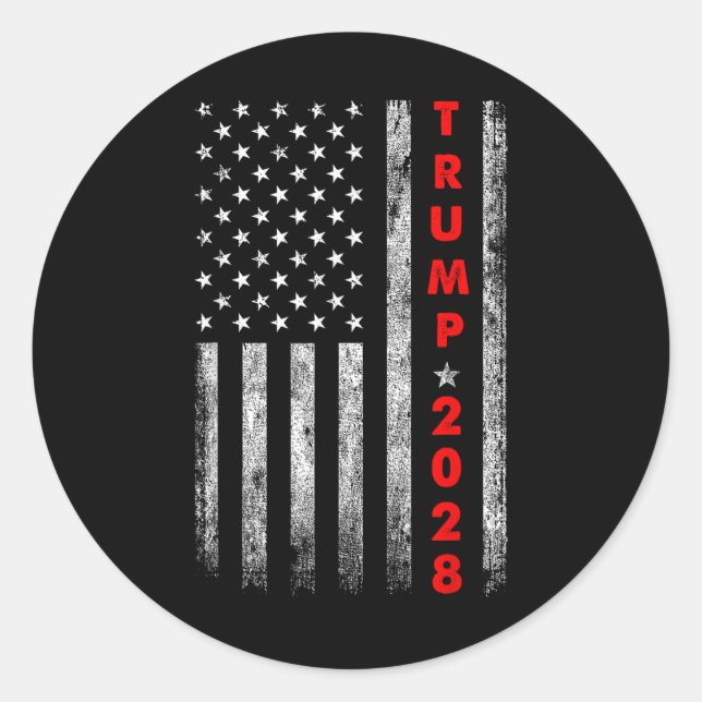 Sticker Rond Trump 2028 Vote Donald Trump America Drapeau améri (Devant)