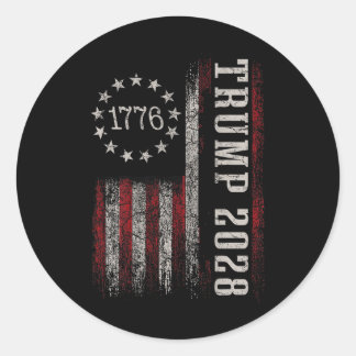 Sticker Rond Trump 2028 Vote Donald Trump America Drapeau améri