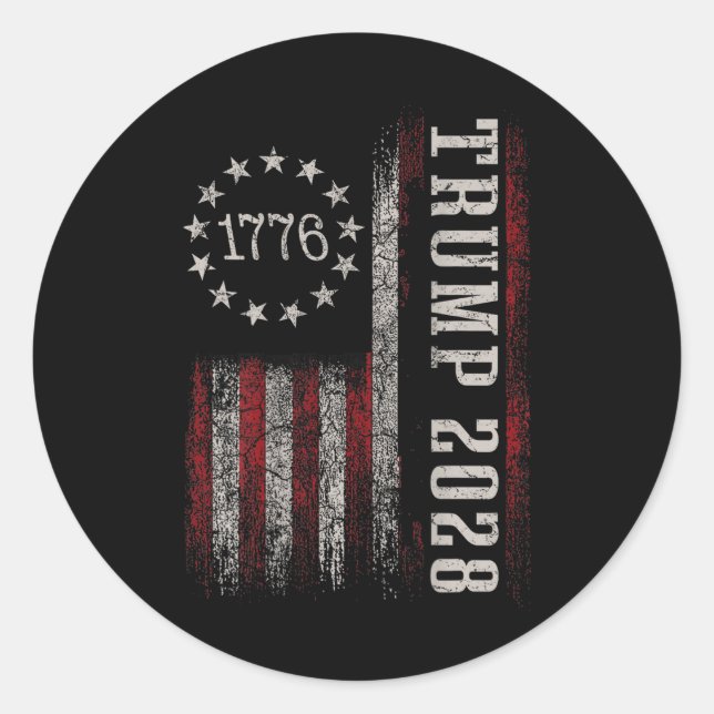 Sticker Rond Trump 2028 Vote Donald Trump America Drapeau améri (Devant)
