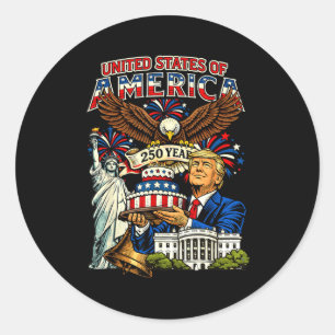 Sticker Rond Trump 250e anniversaire d'amérique 250 ans 4 juill