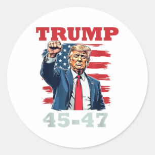 Sticker Rond Trump 45-47 Conception Présidentielle Audacieuse P