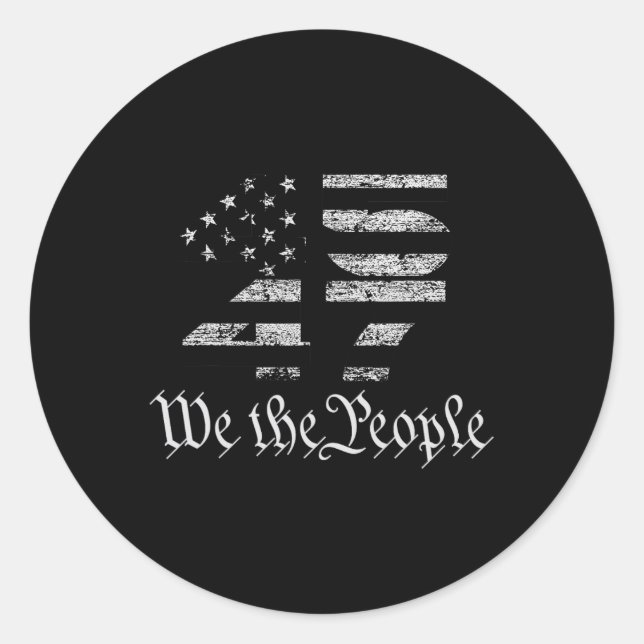 Sticker Rond Trump 45-47 Drapeau américain 2024 Élection présid (Devant)