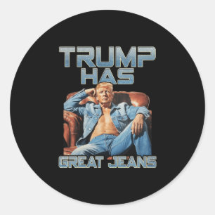 Sticker Rond Trump a de super jeans drôle graphique rétro denim