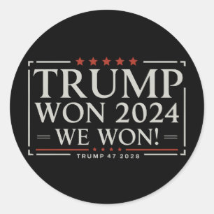 Sticker Rond Trump a gagné 2024 Nous avons gagné 47 2028 États-