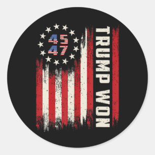 Sticker Rond Trump a remporté 2024 45 47ème Président Drapeau U
