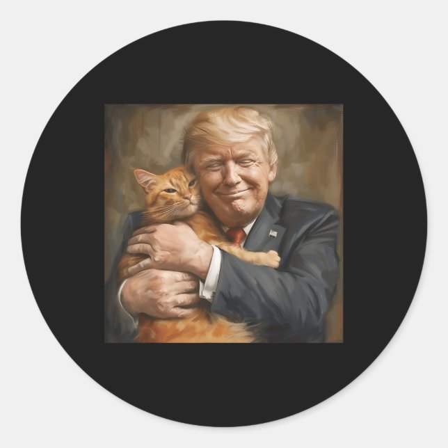 Sticker Rond Trump Accroche Un Chat Orange 2024 (Devant)