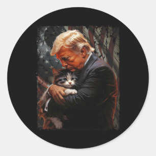 Sticker Rond Trump Accroche Un Chat Orange 2024 Pour Rendre Les