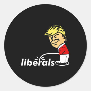 Sticker Rond Trump Anti-Libéral Donald Trump Pisse Sur Le Libér