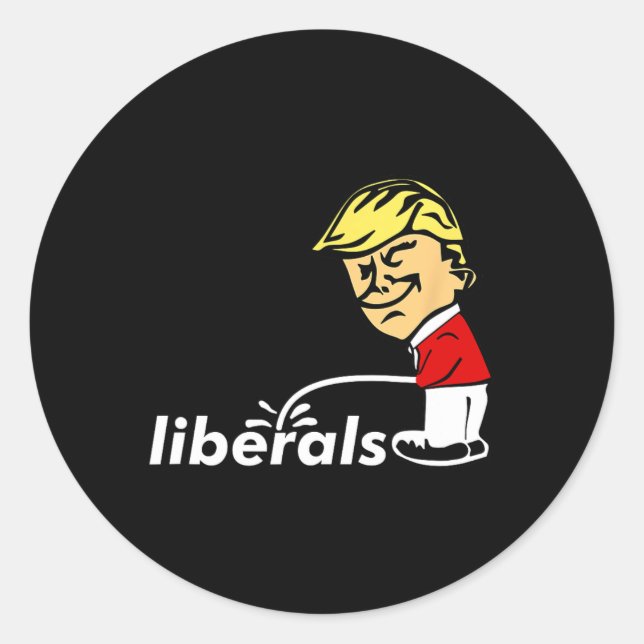 Sticker Rond Trump Anti-Libéral Donald Trump Pisse Sur Le Libér (Devant)