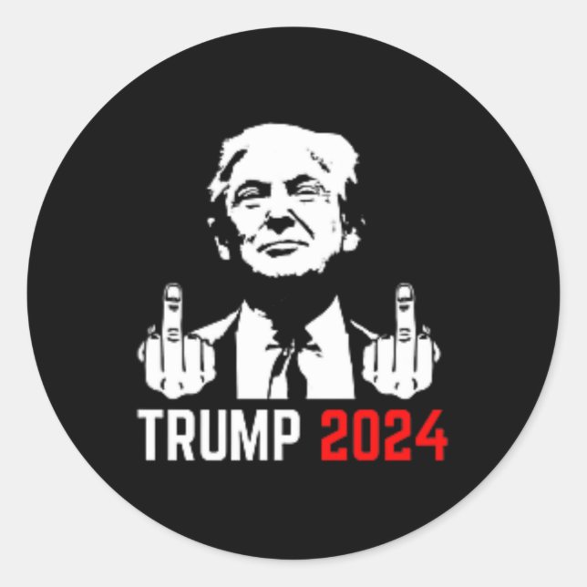 Sticker Rond Trump arrête ce Doigts 2024 Amérique Flagfun (Devant)